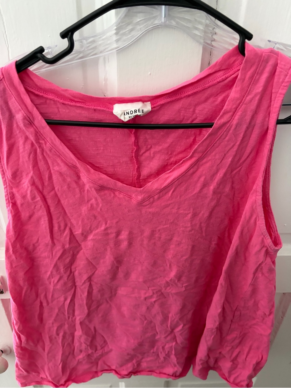 Andree Hot Pink V-Neck Sleeveless Tank Top